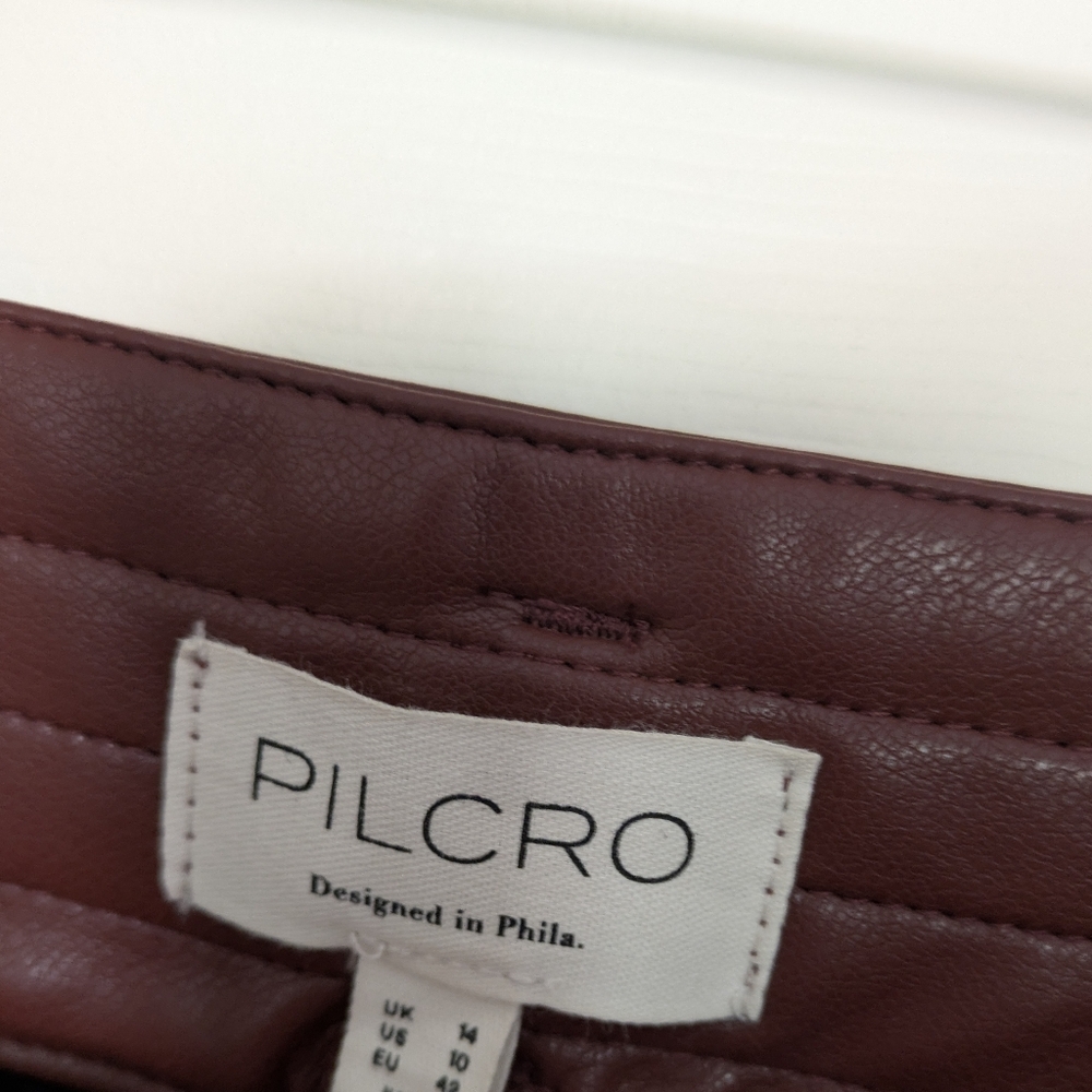 ANTHROPOLOGIE Burgundy Leather Skirt NWT! ♥️ - Picture 9 of 11